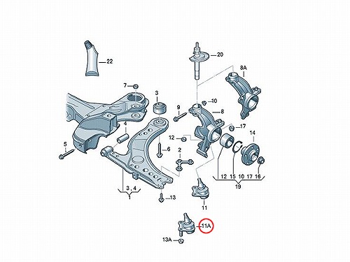 ロアアームボールジョイント 左右共通 VW(フォルクスワーゲン) [8N0407365C]