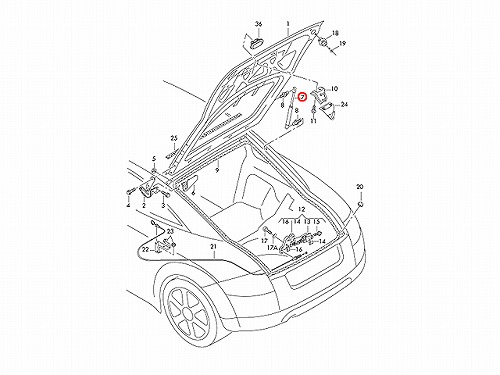リアゲートダンパー(テールゲートショック) 左右共通 AUDI(アウディ) [8N8827552B]