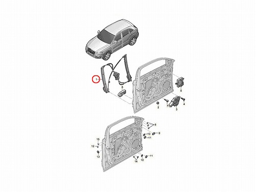 パワーウインドウレギュレター フロント 左側 AUDI(アウディ) [8R0837461K]