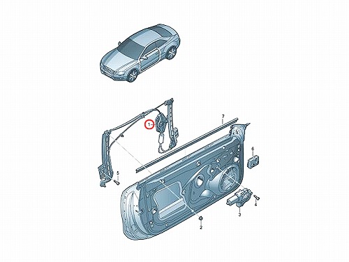 純正 対策品 パワーウインドウレギュレター 交換パーツ一式セット 右側 AUDI(アウディ) [8T0898462]
