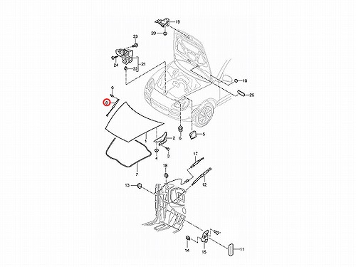 ボンネットダンパー(エンジンフードダンパー) 左右共通 Porsche(ポルシェ) [95551135900]