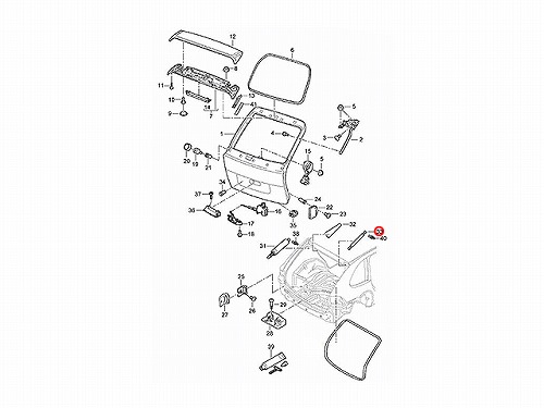 リアゲートダンパー(ガラス部) 左右共通 Porsche(ポルシェ) [95551252800]