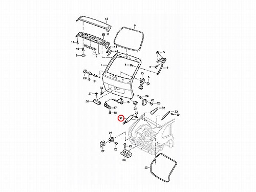 リアゲートダンパー(テールゲートショック) 左側 Porsche(ポルシェ) [95551255007]