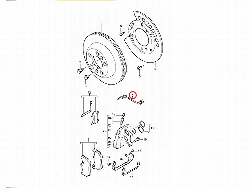 ブレーキパッドセンサー(ディスクパッドセンサー) リア Porsche(ポルシェ) [95561236570]