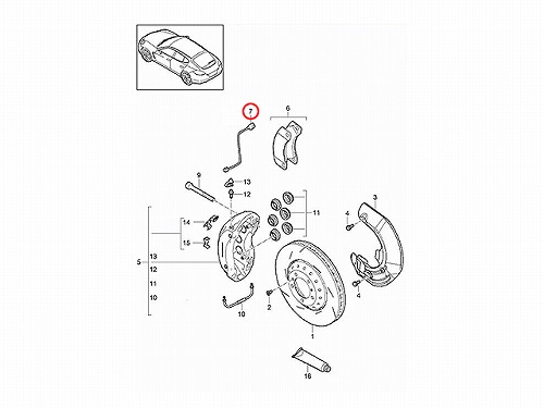ブレーキパッドセンサー(ディスクパッドセンサー) フロント Porsche(ポルシェ) [95861236500]