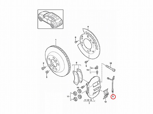 ブレーキパッドセンサー(ディスクパッドセンサー) リア Porsche(ポルシェ) [95861236550]