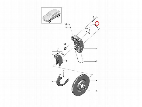 ブレーキパッドセンサー(ディスクパッドセンサー) フロント Porsche(ポルシェ) [95B907253A]