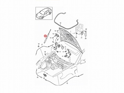 ボンネットダンパー(エンジンフードダンパー) 右側 Porsche(ポルシェ) [97051157200]