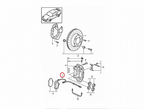 ブレーキパッドセンサー(ディスクパッドセンサー) Porsche(ポルシェ) [99761267700]