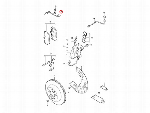 ブレーキパッドセンサー(ディスクパッドセンサー) フロント Porsche(ポルシェ) [99761268000]