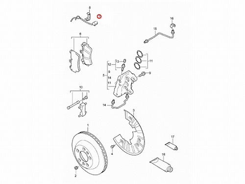 ブレーキパッドセンサー(ディスクパッドセンサー) フロント Porsche(ポルシェ) [99761275700]