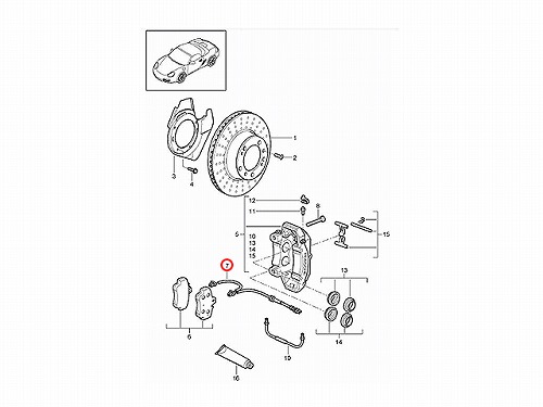 ブレーキパッドセンサー(ディスクパッドセンサー) フロント 右側 Porsche(ポルシェ) [99761275900]