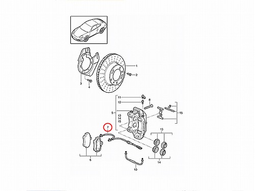 ブレーキパッドセンサー(ディスクパッドセンサー) フロント Porsche(ポルシェ) [99761277000]
