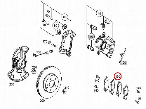 ブレーキパッド(ディスクパッド) フロント brembo製 メルセデスベンツ [P50067N]