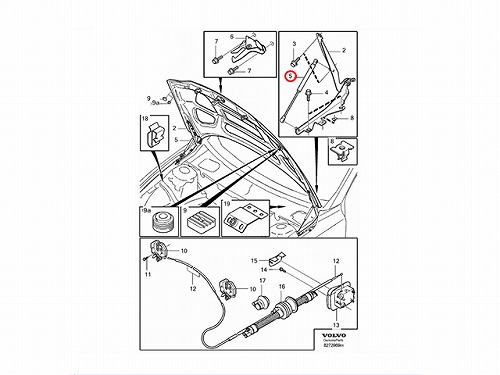 ボンネットダンパー(エンジンフードダンパー) 左右共通 VOLVO(ボルボ) [V9154605]