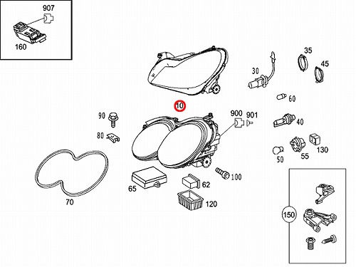 ヘッドライト SL65AMG 後期バイキセノン HELLA製 メルセデスベンツ [hed23009]