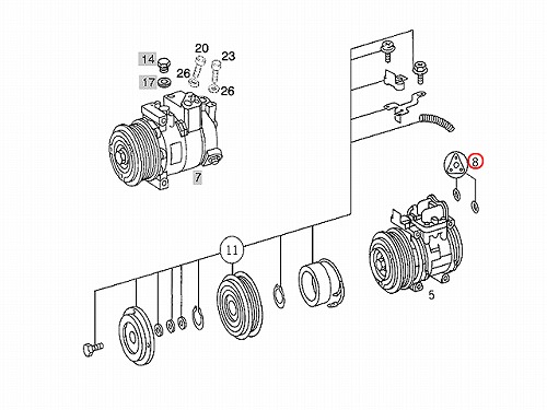 Oリング(シールリング)セット ACコンプレッサー用 メルセデス