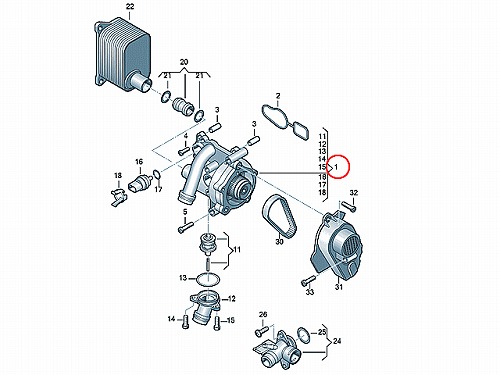 ウォーターポンプ サーモスタット付属 VWワーゲン