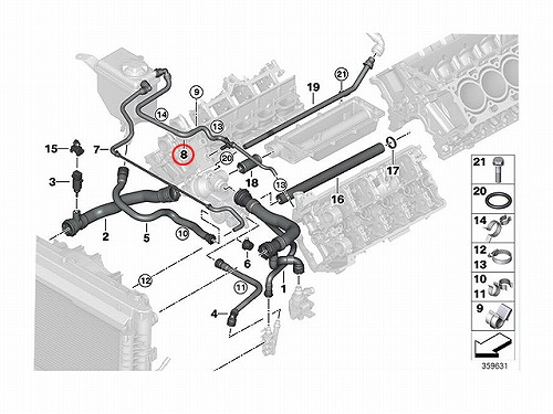 ウォーターホース(クーラントホース) BMW [17127542540]BMW E60 E61