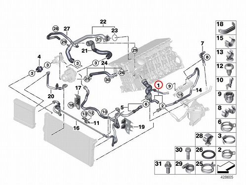 ラジエター アッパーホース BMW [17127580957]BMW F01 F02 F07 F10 F11