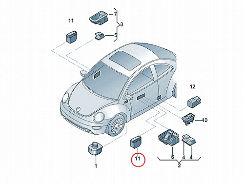 ドアロックスイッチ 右ハンドル 運転席用 VW(フォルクスワーゲン
