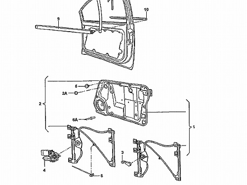 パワーウインドウレギュレーター フロント 右側 VW(フォルクスワーゲン