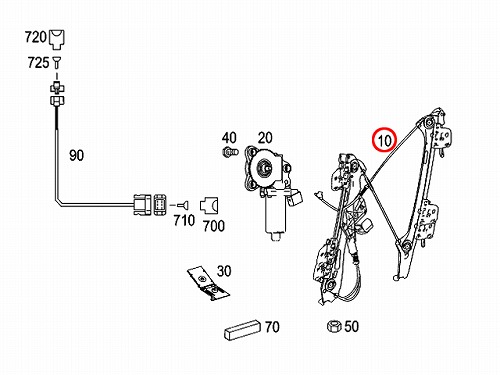 パワーウインドウレギュレーター フロント 左側 メルセデスベンツ