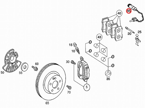 ブレーキパッドセンサー(ディスクパッドセンサー) メルセデスベンツ