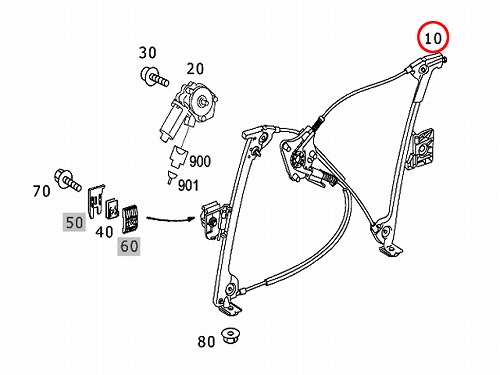 パワーウインドウレギュレーター フロント 左側 メルセデスベンツ SL