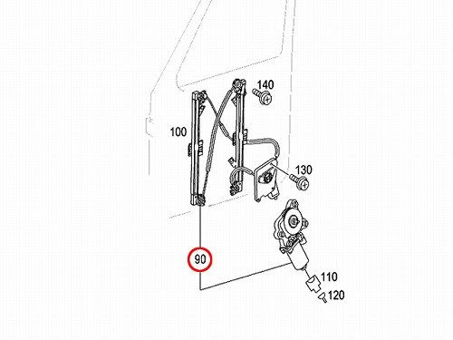 純正 パワーウインドウレギュレーター フロント 左側 メルセデスベンツ