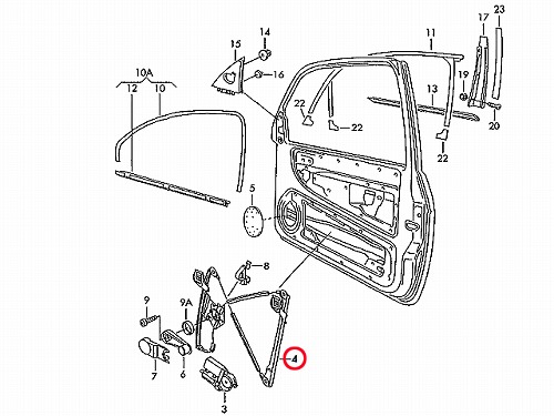 パワーウインドウレギュレーター フロント 右側 VW(フォルクスワーゲン